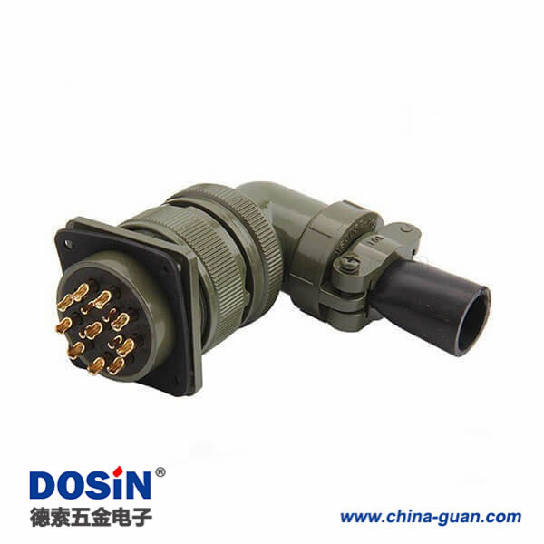 MS3108A28-20S工防防水連接器14芯彎管航空插頭