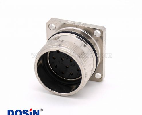 工業(yè)連接器母頭 M623 直式接線12芯方型四孔法蘭插座