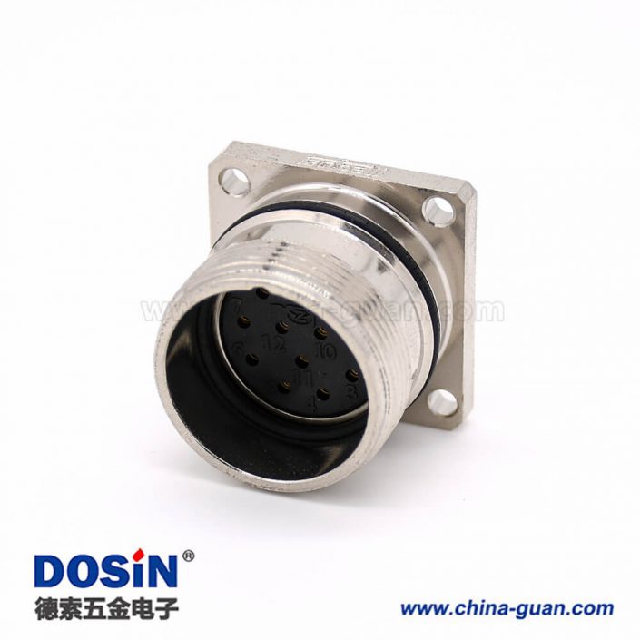 工業(yè)連接器母頭 M623 直式接線12芯方型四孔法蘭插座