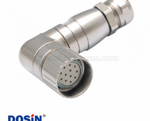 M23壓接連接器彎角金屬M23 12芯母插頭伺服連接器
