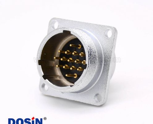 插座公頭P24 15芯直式連接器方形四孔法蘭安裝焊杯接線