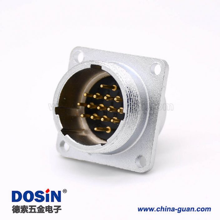 插座公頭P24 15芯直式連接器方形四孔法蘭安裝焊杯接線