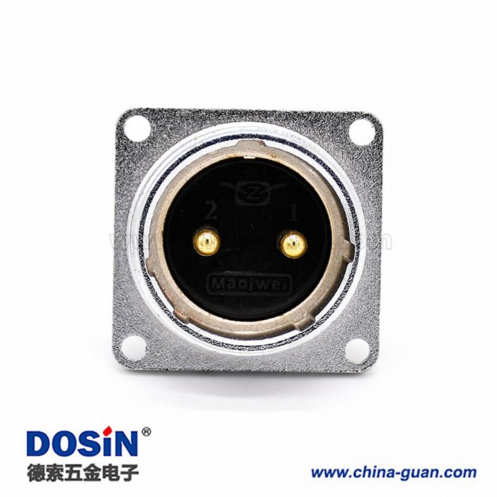 2芯插座P28直式公頭4孔法蘭連接器