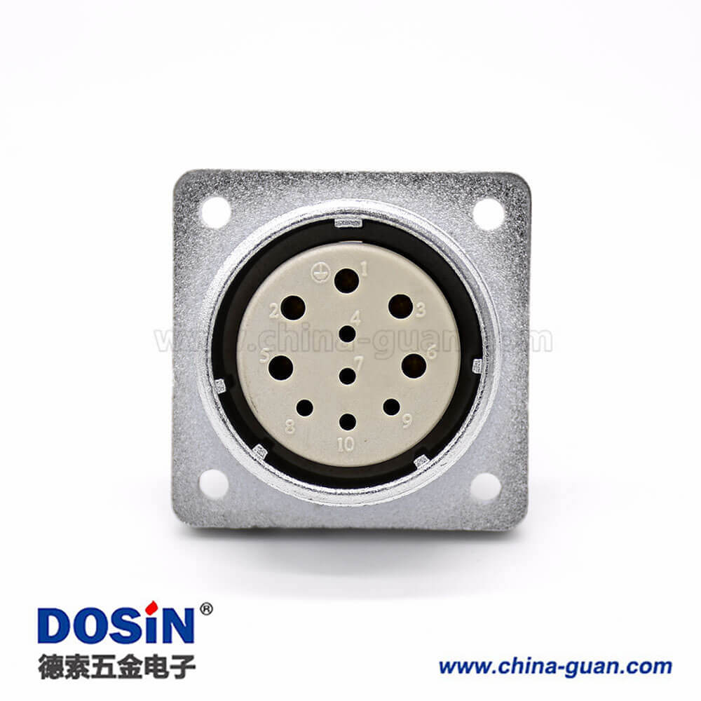 連接器P32 10芯母頭直式插座方形四孔法蘭安裝焊杯接線 連接器P32 10芯母頭直式插座方形四孔法蘭安裝焊杯接線