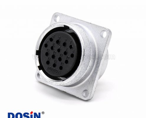 16芯工防插座P28 1直式母頭方型法蘭連接器