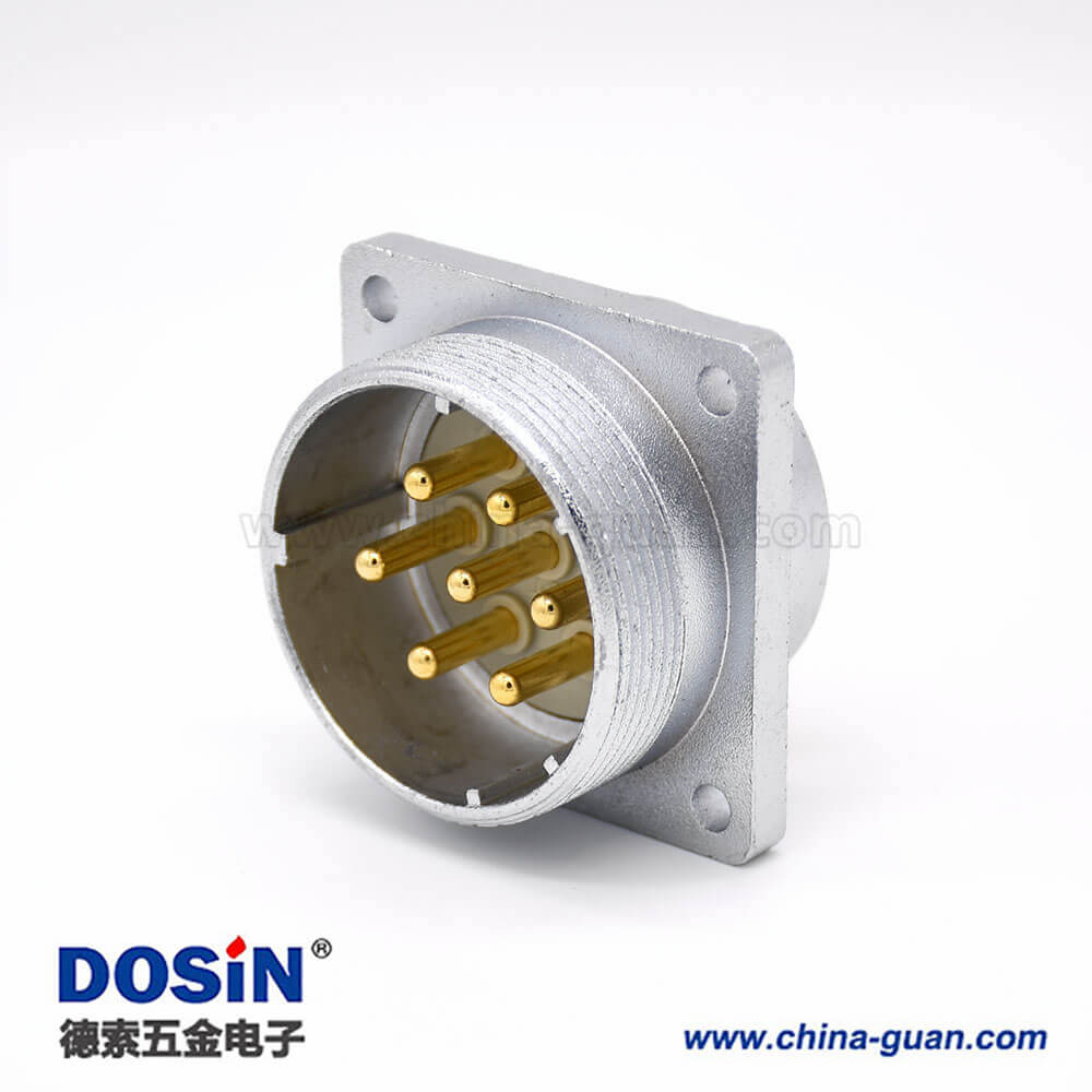 P40公頭7芯直式插座方形四孔法蘭安裝焊杯接線 P40公頭7芯直式插座方形四孔法蘭安裝焊杯接線