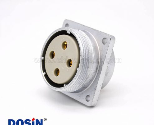 直式插座P40 7芯母頭方形連接器四孔法蘭安裝焊杯接線