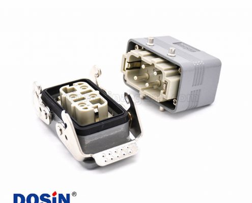 重載工業(yè)連接器H10B4芯鍍銀公母對接開孔安裝螺紋M25頂出口PC料內(nèi)芯