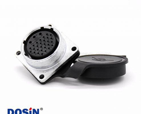 插座母頭P28 31芯直式方型法蘭帶防塵蓋連接器