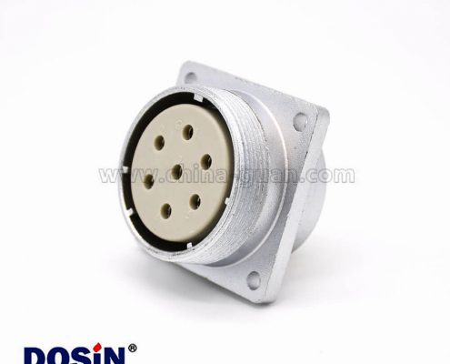 7芯插座P40直式母頭方型法蘭插座