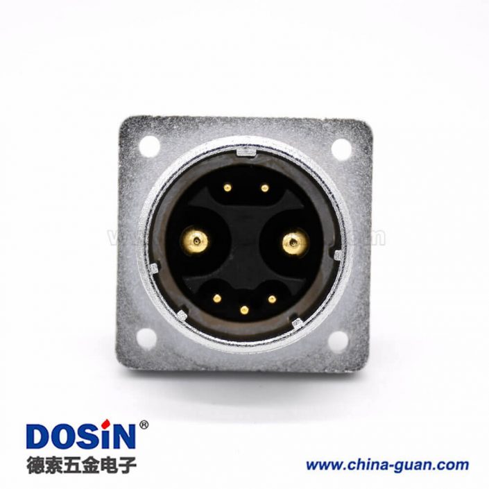 180度連接器P32 7芯公頭插座方形四孔法蘭安裝焊杯接線