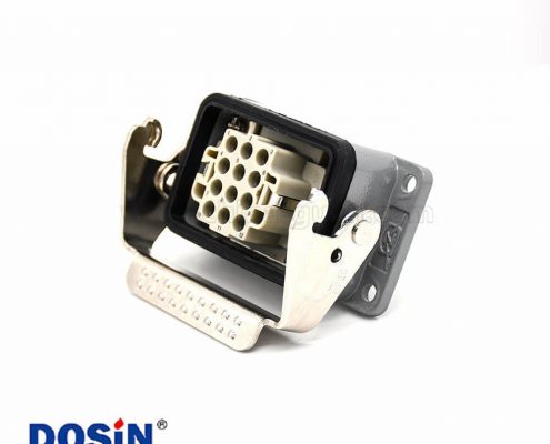 矩形重載連接器H6B不帶針公頭12芯螺紋PG21高結(jié)構(gòu)斜出口開孔安裝公母對接