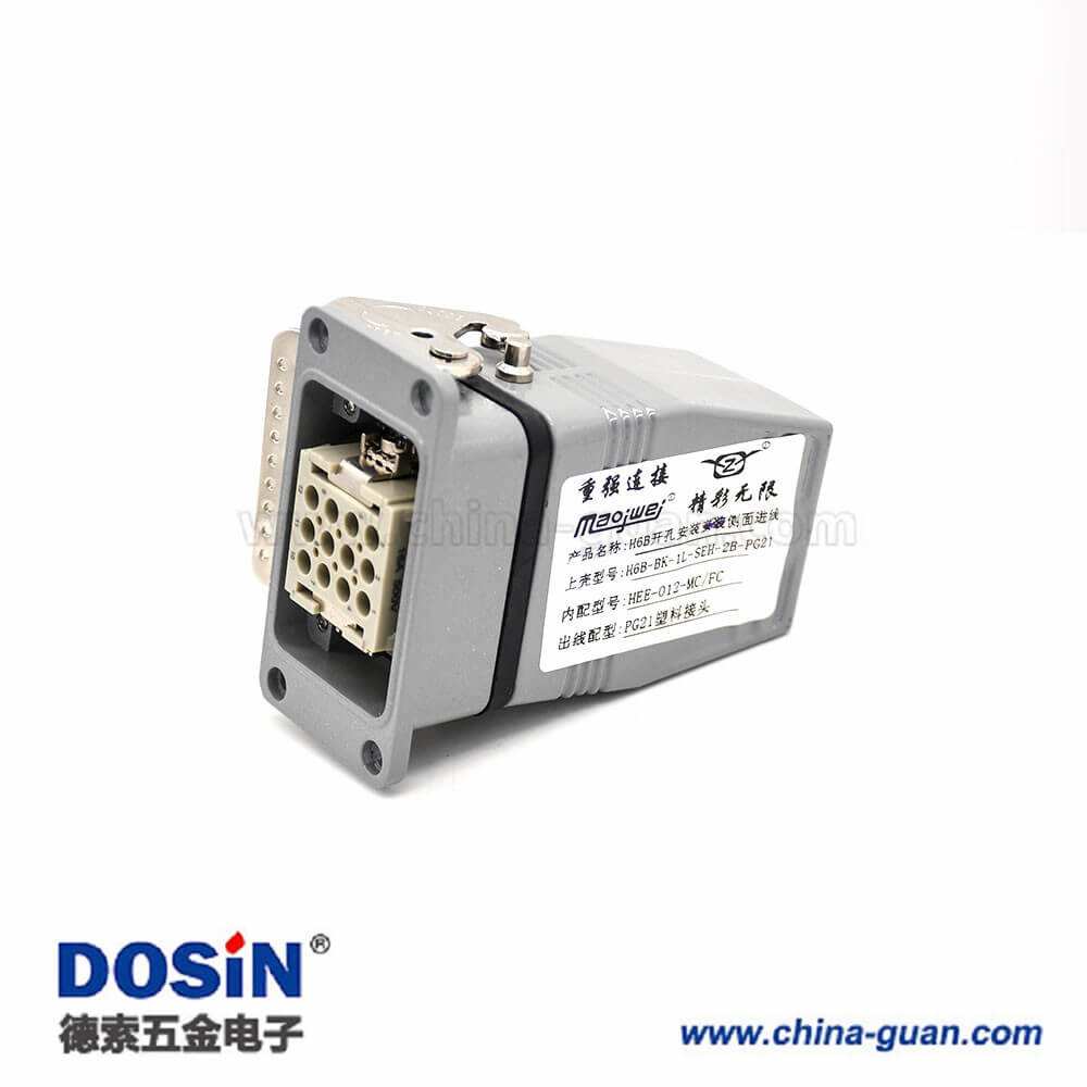 矩形重載連接器H6B不帶針公頭12芯螺紋PG21高結(jié)構(gòu)斜出口開孔安裝公母對接 矩形重載連接器H6B不帶針公頭12芯螺紋PG21高結(jié)構(gòu)斜出口開孔安裝公母對接