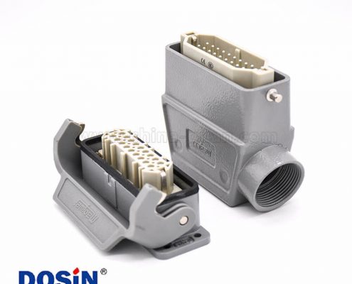 18芯重載連接器公母對(duì)接H16A開孔安裝高結(jié)構(gòu)斜出口鍍銀螺釘PG21