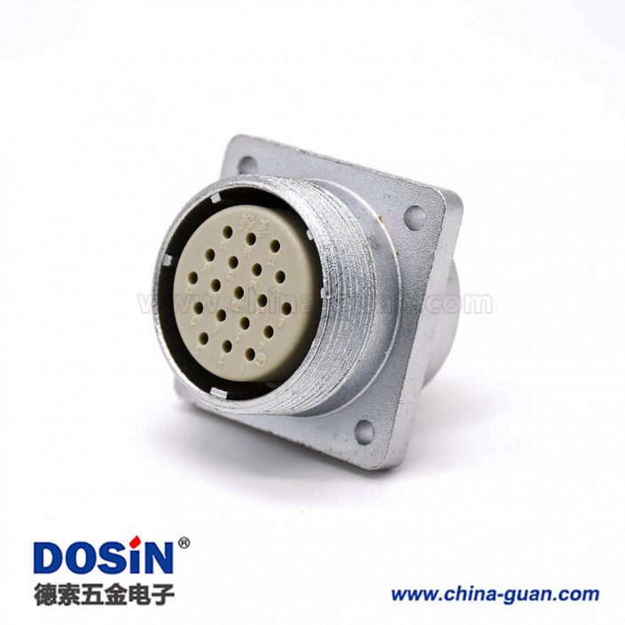 19芯插頭P32母頭4孔法蘭連接器