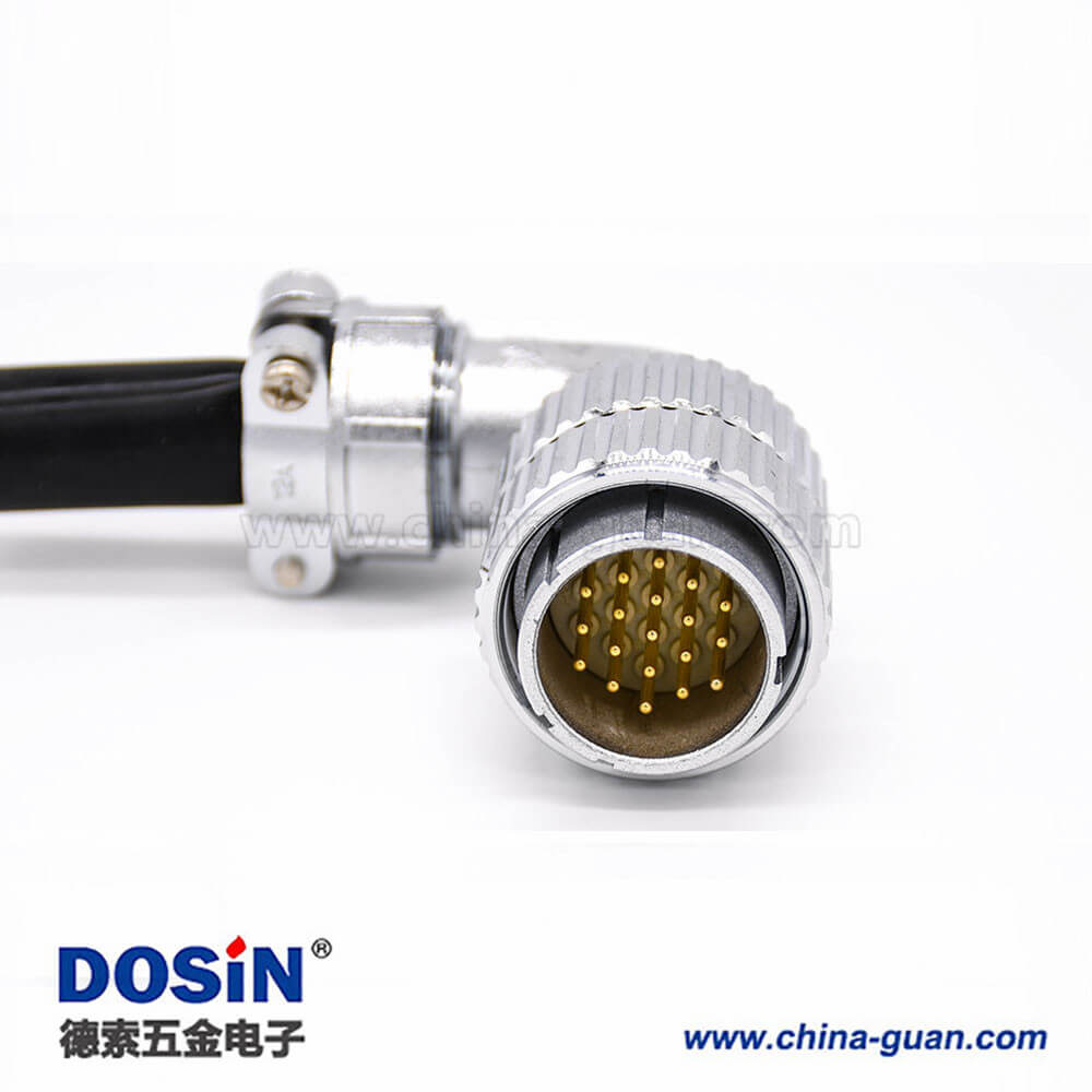 彎式電纜插頭P32 19芯公頭接線連接器 彎式電纜插頭P32 19芯公頭接線連接器