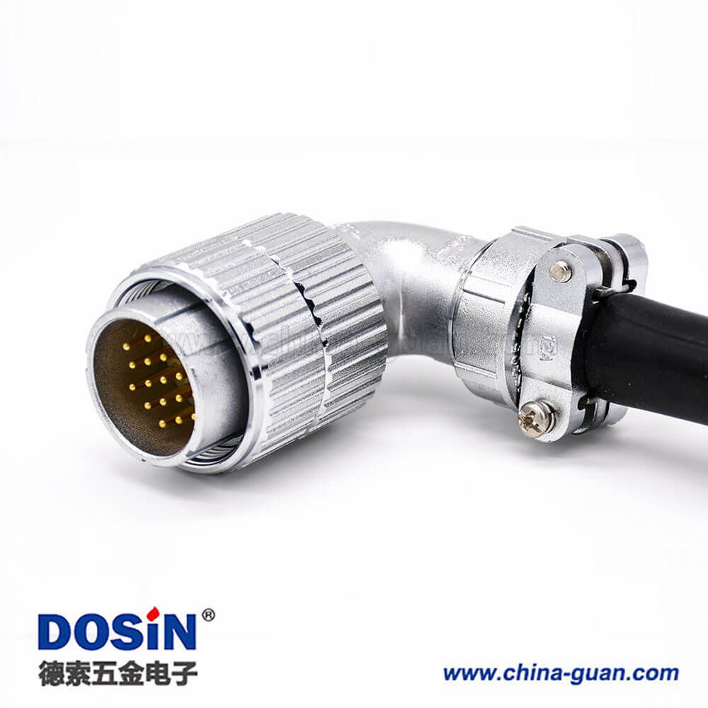 彎式電纜插頭P32 19芯公頭接線連接器 彎式電纜插頭P32 19芯公頭接線連接器