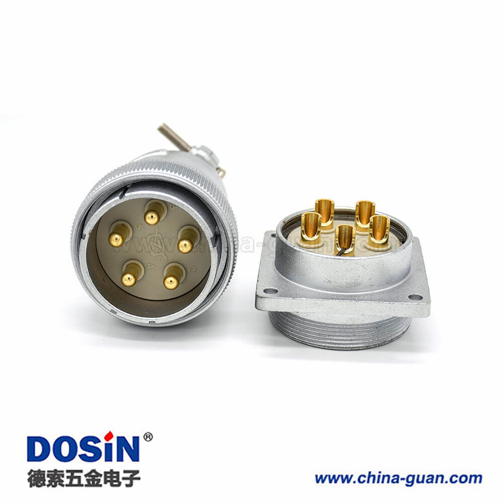 插頭插座連接器P40母頭直式法蘭插座公頭5芯直式接線插頭連接器 插頭插座連接器P40母頭直式法蘭插座公頭5芯直式接線插頭連接器