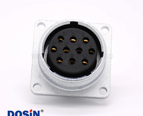 直式連接器P28母頭10芯插座法蘭安裝焊杯接線