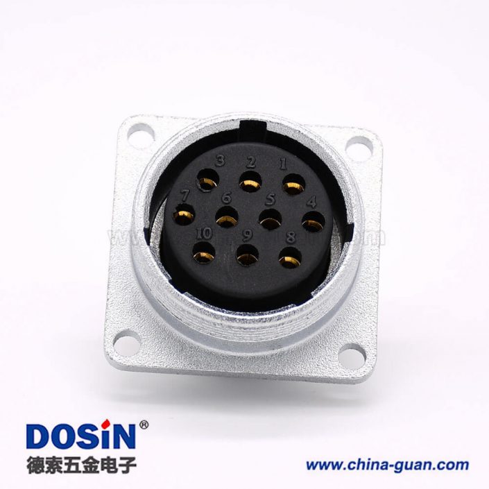 直式連接器P28母頭10芯插座法蘭安裝焊杯接線