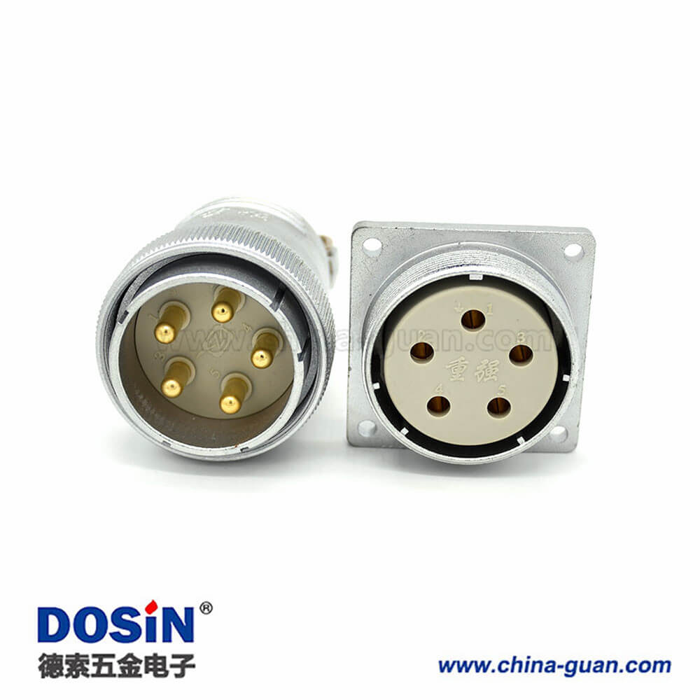 插頭插座連接器P40母頭直式法蘭插座公頭5芯直式接線插頭連接器 插頭插座連接器P40母頭直式法蘭插座公頭5芯直式接線插頭連接器