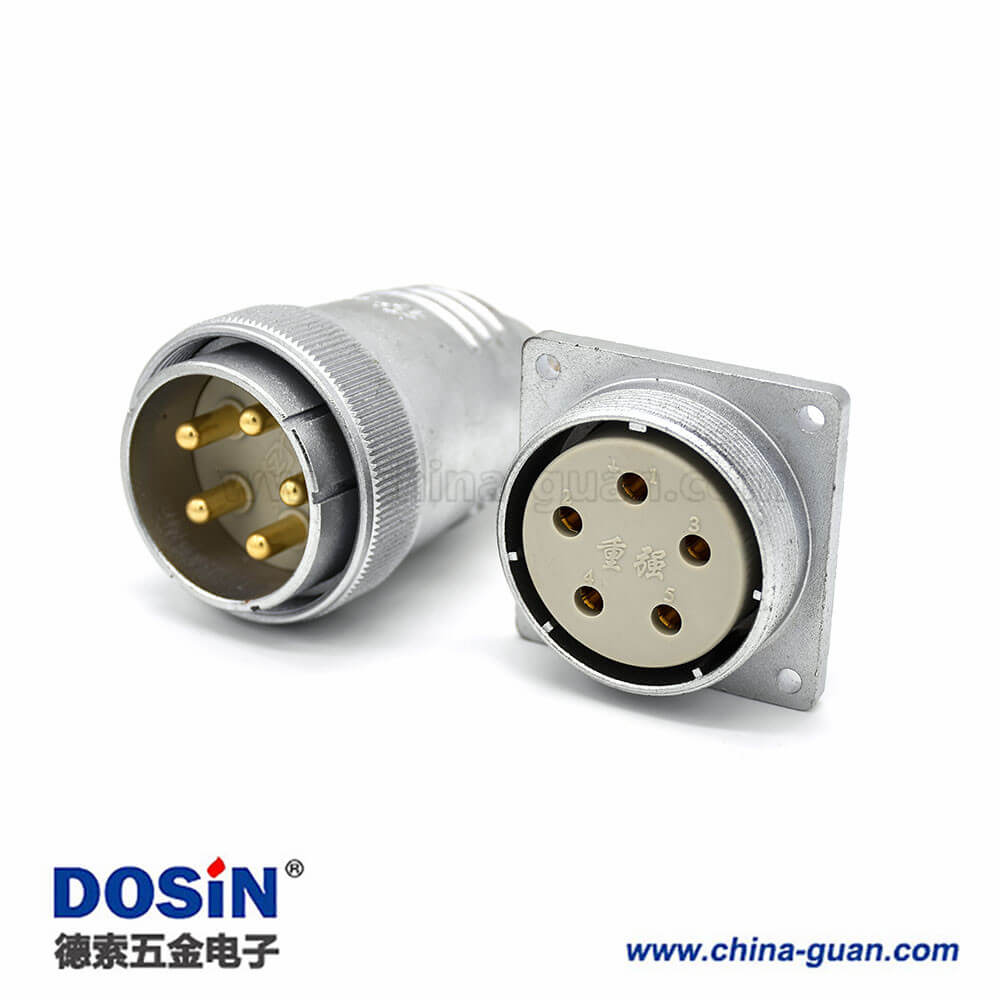 插頭插座連接器P40母頭直式法蘭插座公頭5芯直式接線插頭連接器 插頭插座連接器P40母頭直式法蘭插座公頭5芯直式接線插頭連接器