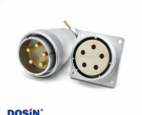 插頭插座連接器P40母頭直式法蘭插座公頭5芯直式接線插頭連接器