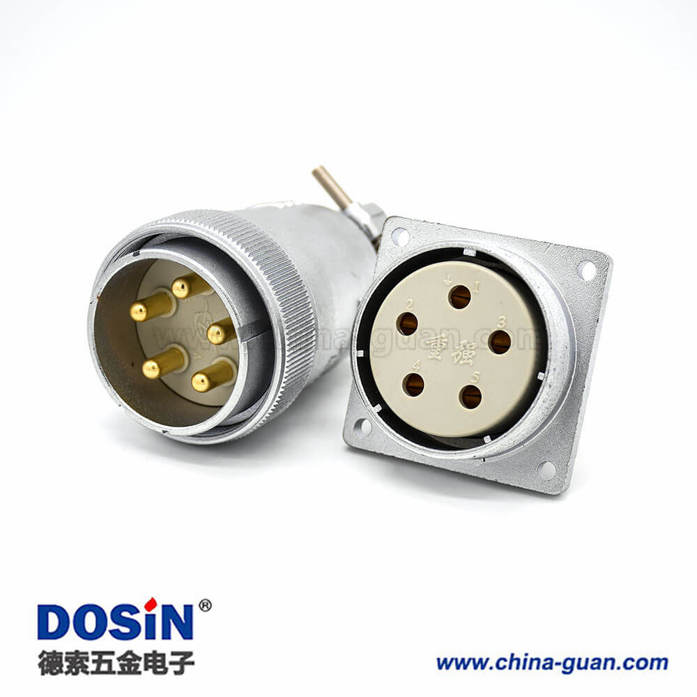 插頭插座連接器P40母頭直式法蘭插座公頭5芯直式接線插頭連接器 插頭插座連接器P40母頭直式法蘭插座公頭5芯直式接線插頭連接器