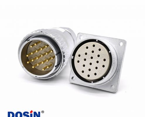 圓插頭插座20芯P40母頭直式法蘭插座公頭直式接線插頭連接器