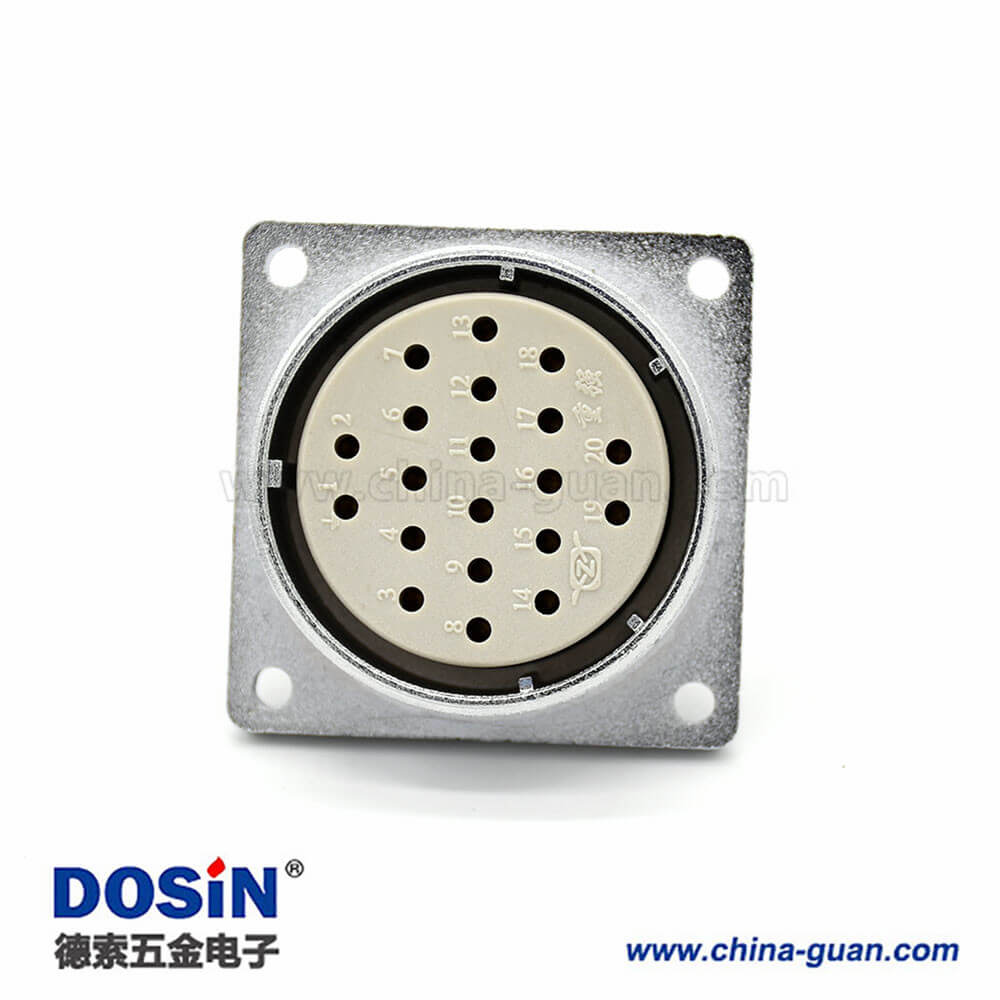 矩形20芯插座P40 20芯母頭直式四孔法蘭連接器 矩形20芯插座P40 20芯母頭直式四孔法蘭連接器