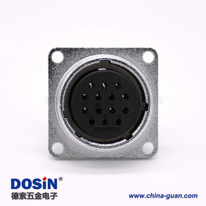 母連接器P28直式14芯插座法蘭安裝焊杯接線