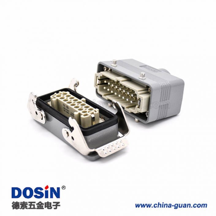 16針重載連接器開(kāi)孔安裝頂出口進(jìn)線公母對(duì)接PG21螺釘H16B