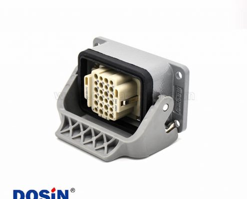 24芯重載連接器H6B不帶針公頭開孔安裝螺紋M25公母對接頂出口塑料鐵扣