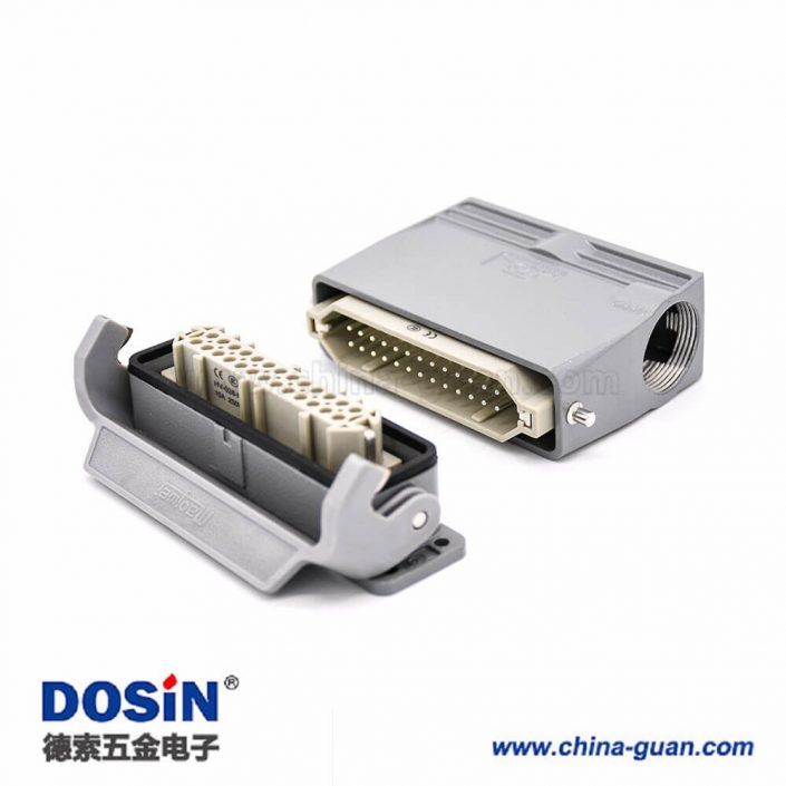 防水重載連接器開孔安裝斜出口26芯H20A外殼公母對接塑料鐵扣PG21 防水重載連接器開孔安裝斜出口26芯H20A外殼公母對接塑料鐵扣PG21