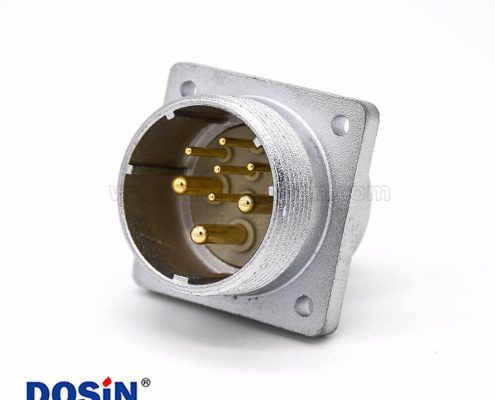 公頭連接器P32 8芯直式插座方形四孔法蘭安裝焊杯接線