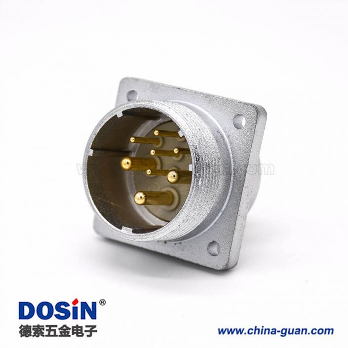 公頭連接器P32 8芯直式插座方形四孔法蘭安裝焊杯接線