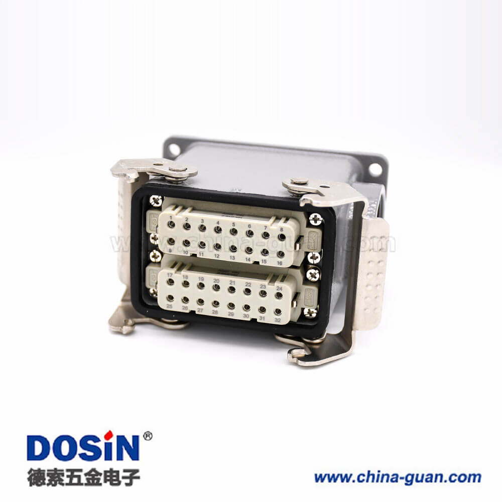 重載矩形連接器32芯公母對(duì)接加高型表面安裝高結(jié)構(gòu)頂出口鐵扣H32A外殼PG29 重載矩形連接器32芯公母對(duì)接加高型表面安裝高結(jié)構(gòu)頂出口鐵扣H32A外殼PG29