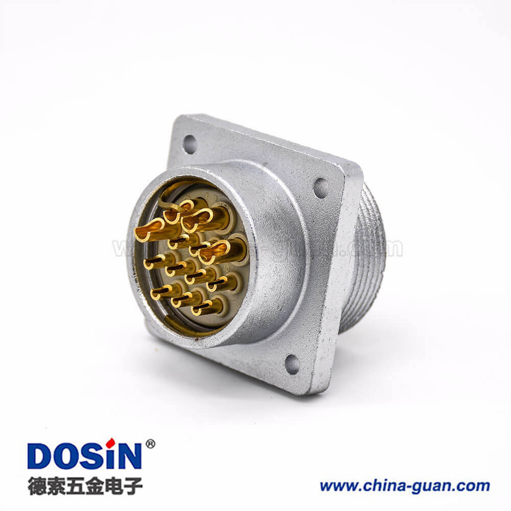 公連接器P32 13芯直式插座方形四孔法蘭安裝焊杯接線 公連接器P32 13芯直式插座方形四孔法蘭安裝焊杯接線