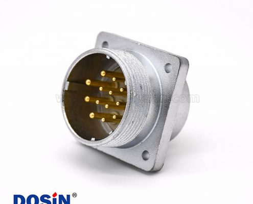 公連接器P32 13芯直式插座方形四孔法蘭安裝焊杯接線