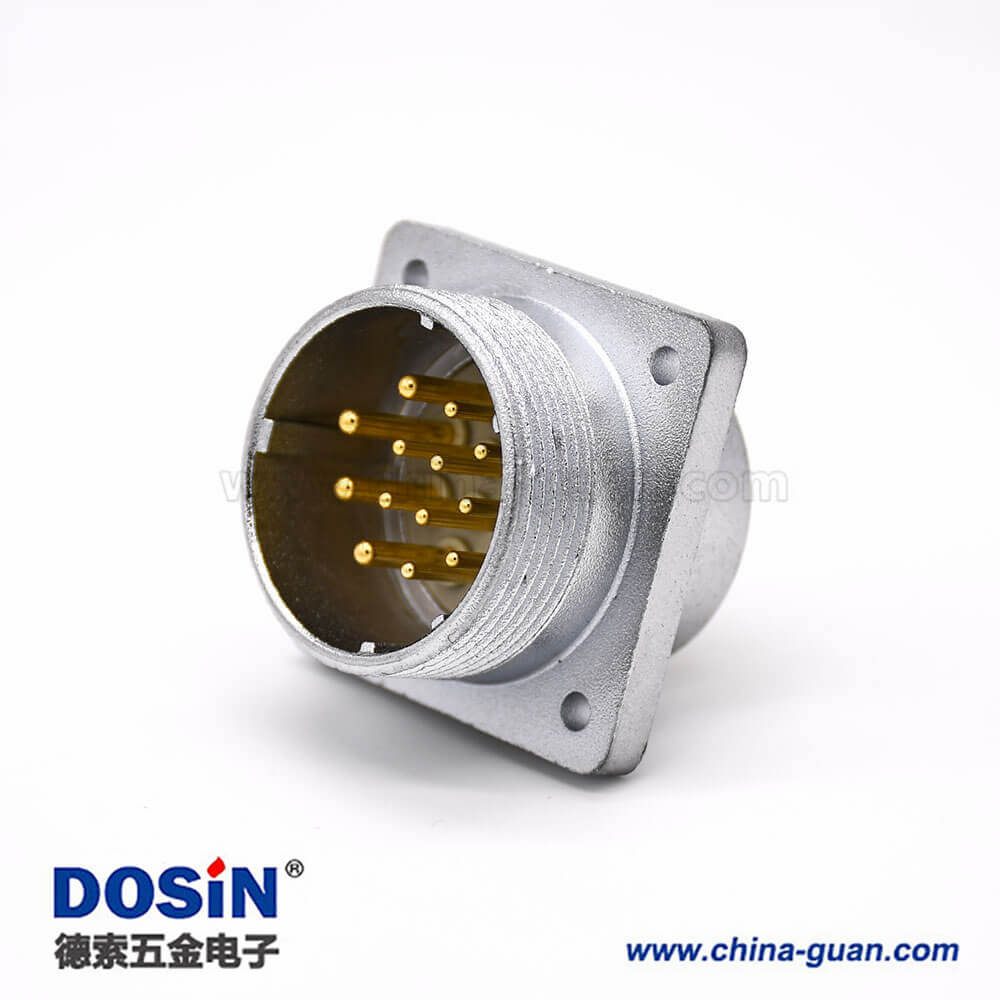 公連接器P32 13芯直式插座方形四孔法蘭安裝焊杯接線 公連接器P32 13芯直式插座方形四孔法蘭安裝焊杯接線