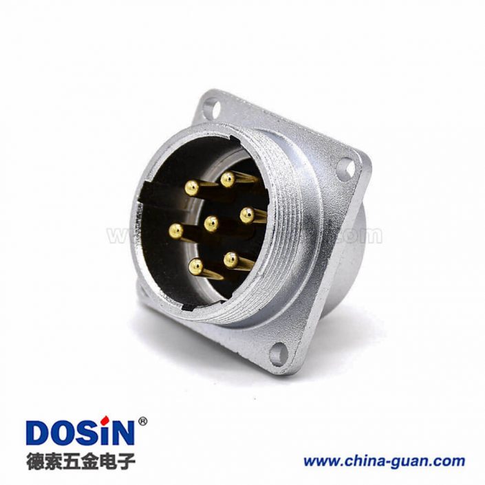 7芯插座P28公頭直式方型四孔法蘭連接器