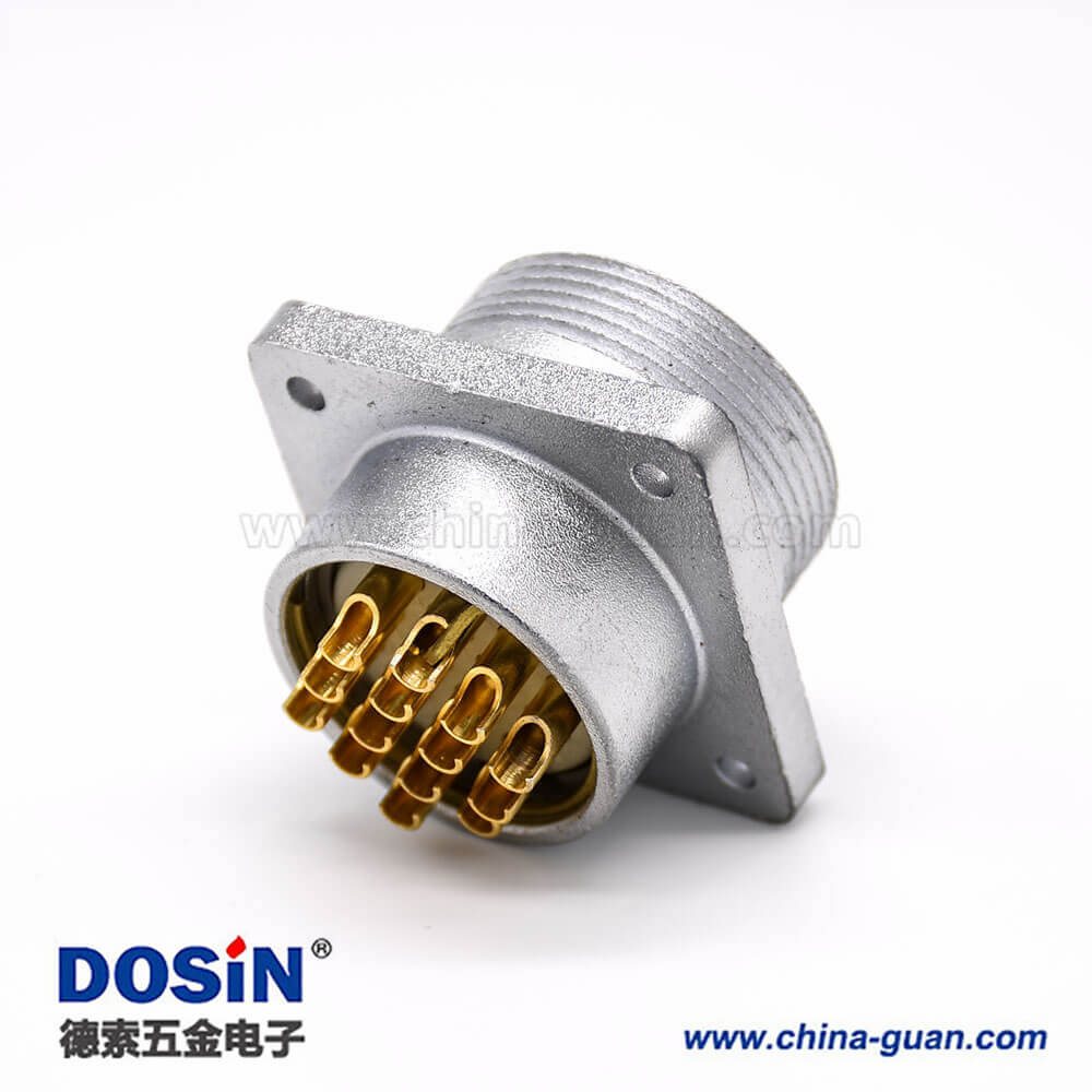 直插式連接器P32 14芯公頭插座方形四孔法蘭安裝焊杯接線 直插式連接器P32 14芯公頭插座方形四孔法蘭安裝焊杯接線