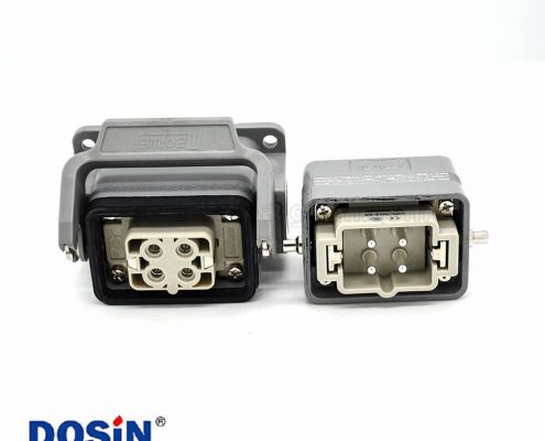 工業(yè)重載連接器H6B4芯鍍銀頂出口螺紋PG16表面安裝公母對接鋁合金外殼