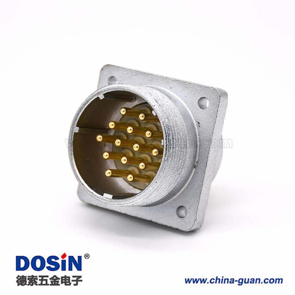 直插式連接器P32 14芯公頭插座方形四孔法蘭安裝焊杯接線 直插式連接器P32 14芯公頭插座方形四孔法蘭安裝焊杯接線