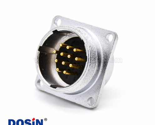 12芯連接器P28直式四孔法蘭公插座