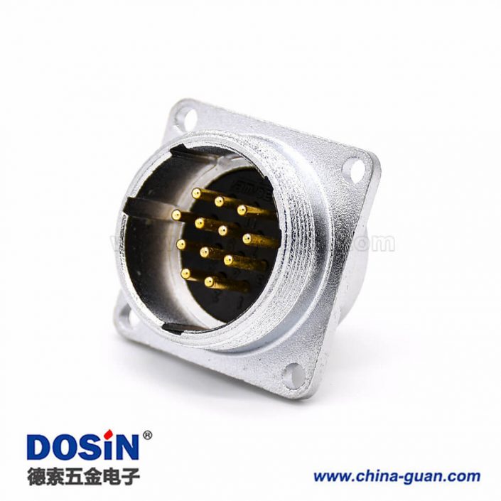 12芯連接器P28直式四孔法蘭公插座