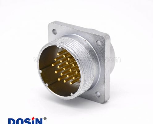 法蘭安裝P32 19芯直式插座公頭連接器焊杯接線