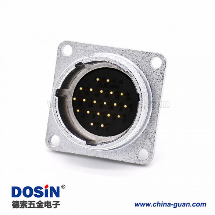 20芯插座P28公頭直式4孔法蘭連接器