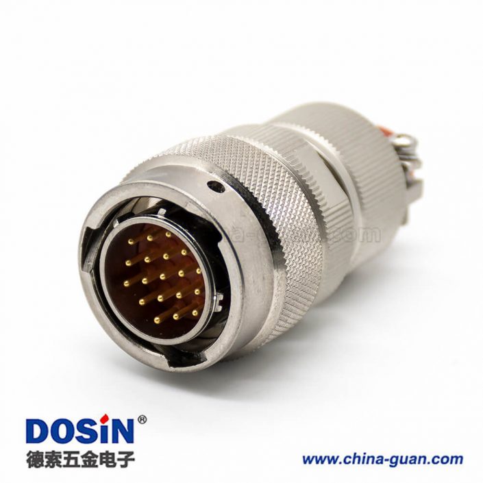 電連接器Y50EX卡口連接公插頭19芯直式接線鍍鎳圓形連接器