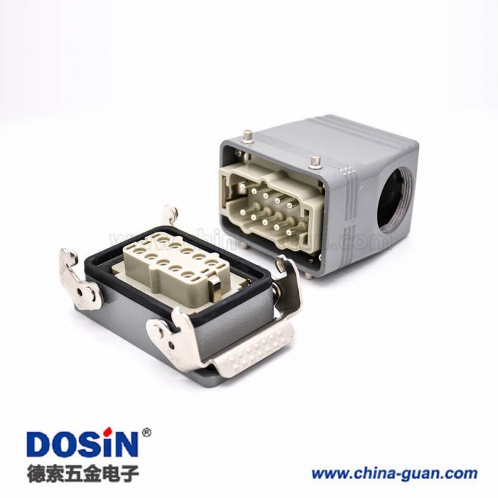 重載連接器接線H10T開孔安裝高結(jié)構(gòu)斜出口10芯鍍銀螺釘PG29